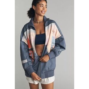 Daily Practice Anthropologie Backlash Zip-Up Sweatshirt Size L  Blue Oversized